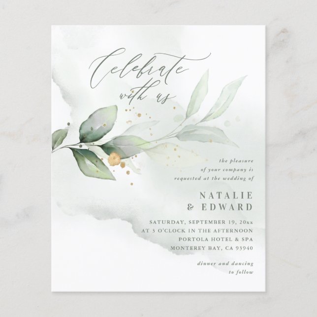 budget Aquarelle eucalyptus sauge mariage vert (Devant)