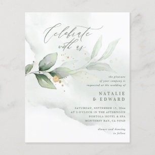 budget Aquarelle feuillage or métallique mariage