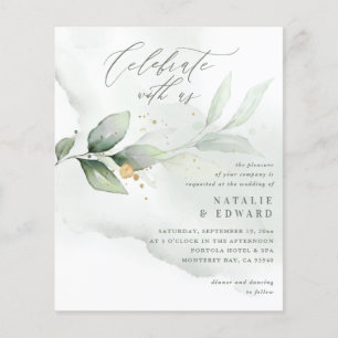 budget Aquarelle feuillage vert or mariage