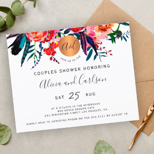 Budget aquarelle fleurie couples douche invitation