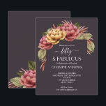 Budget Aquarelle Florale 50e anniversaire Invitati<br><div class="desc">Les petites invitations à la fête du 50e anniversaire comprennent de belles fleurs d'aquarelle rose et or sur un arrière - plan violet foncé et votre libellé en lettrage chic. Imprimé sur des invitations papier de 110 lb, blanc brillant et à prix abordable de 4, 5 po x 5, 6...</div>