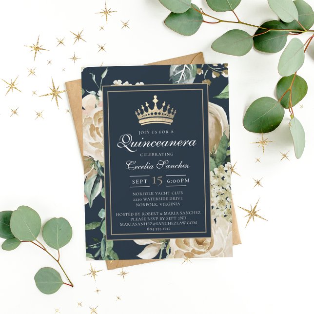 Budget Aquarelle Florale Quinceanera Invitation (Créateur téléchargé)