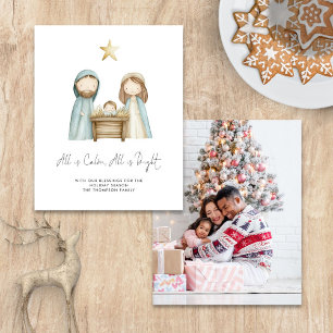 Budget Aquarelle Nativité Scène Tout Est Calme Pho