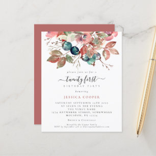 Budget Aquarelle rose Floral 21e anniversaire Invi
