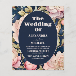 Budget Aquarelle rose Peony Art Nouveau Mariage