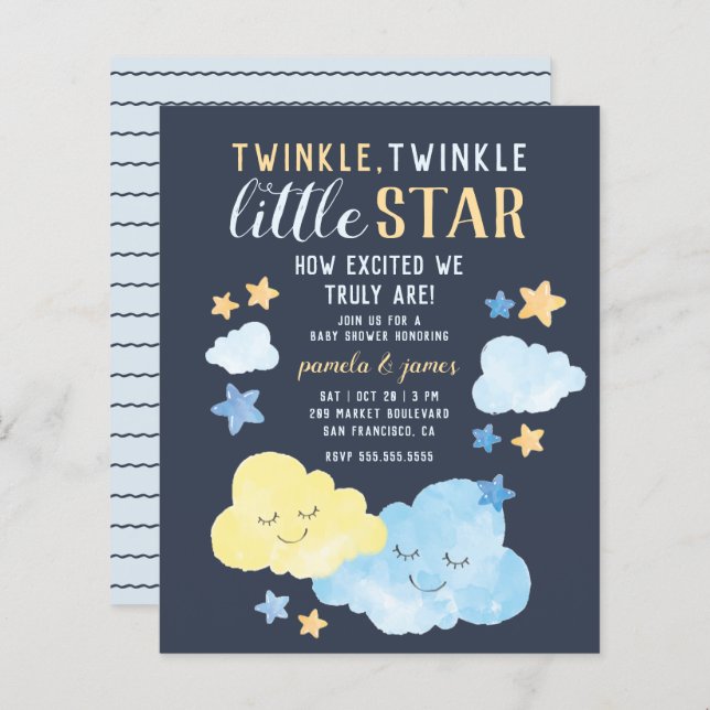 Budget Aquarelle Twinkle Baby shower Little Star (Devant / Derrière)