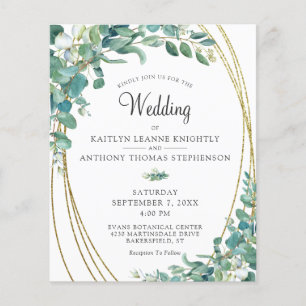 Budget Aquarelle Verdure Faire-part de mariage Or