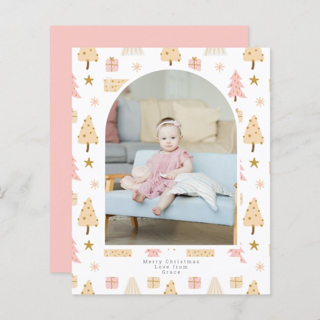 BUDGET Arbre de Noël rose photo personnalisée (Devant / Derrière)