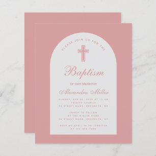 Budget Arc Dusty Rose Girl Baptême Invitation