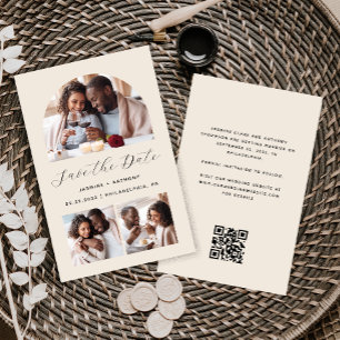 Budget Arch 3-Photo Beige Code QR Save the Date