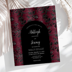 Budget Arch Moody Bourgogne Noir Damassé Mariage
