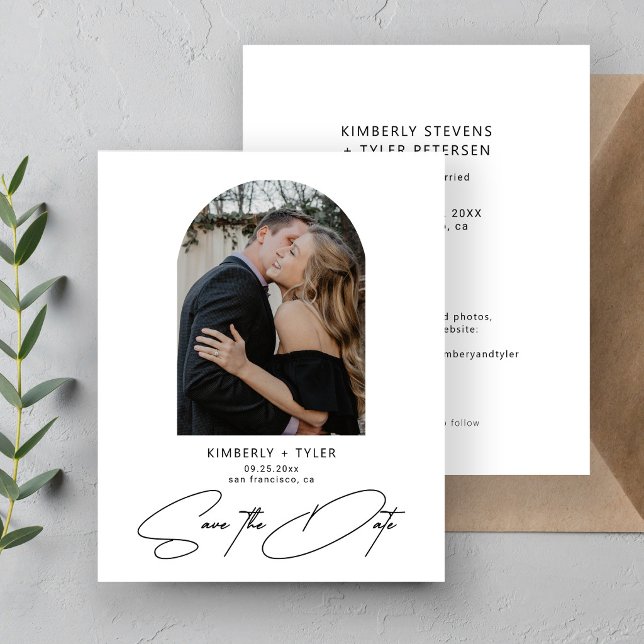 Budget arch photo modern wedding save the date (Créateur téléchargé)