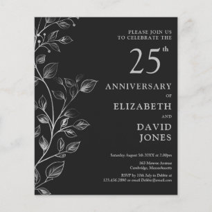 Budget Argent 25e anniversaire Mariage Invitation