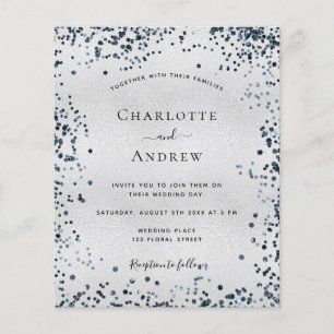 Budget argent bleu marine faire-part de mariage