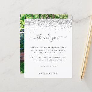 Budget Argent Paillettes Photo Quinceanera Remerci