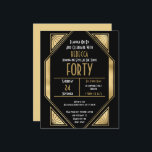 Budget Art déco 40e anniversaire Gold Invitation n<br><div class="desc">Art Déco 40e anniversaire Gold Black Invitation. Un prix économique PETIT 4, 5 po x 5, 6 po alternatif. Disponible dans un STOCK SEMI-GLOSS 110 lb CARD qui est l'option par défaut (plus épais pour les invitations), OU un STOCK SATIN FINISH 80 lb THINNER PAPER (idéal pour les boîtiers). Les...</div>