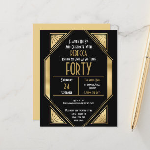 Budget Art déco 40e anniversaire Gold Invitation n