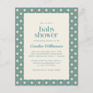 Budget Art déco Baby shower géométrique Turquoise