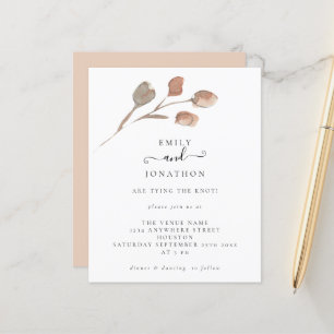 Budget Artsy Feuille Mariage Script Invitation