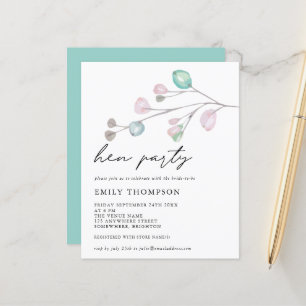 Budget Artsy Feuilles Hen Party Invitation