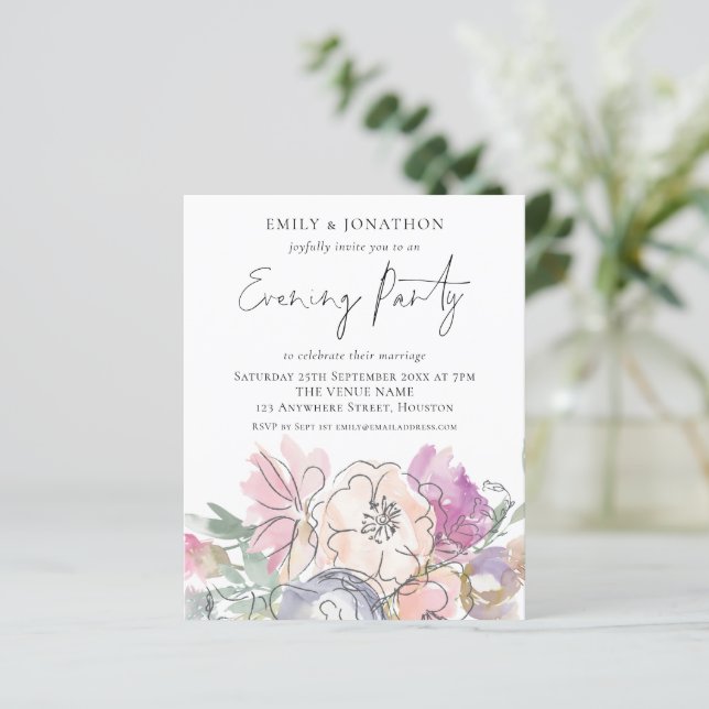 Budget Artsy Florals Mariage Soirée Invitation de  (Debout devant)