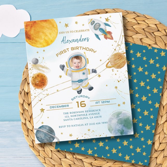 Budget Astronaut Boy Space 1st Birthday Photo (Créateur téléchargé)