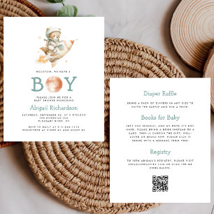 Budget Astronaute Ours Code QR Garçon Baby Shower