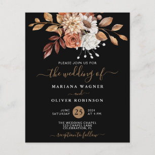 Budget Automne Aquarelle Florale sur Mariage noir