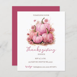 Budget Automne Citrouilles Rose Thanksgiving Invit