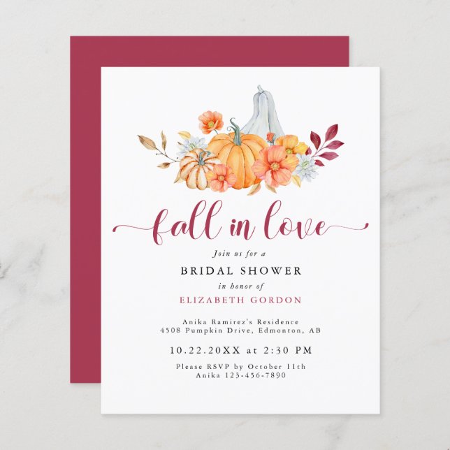 Budget Automne Fête des mariées Citrouille Chute e (Devant / Derrière)