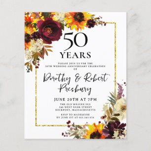 Budget automne fleurs 50e anniversaire Invitation