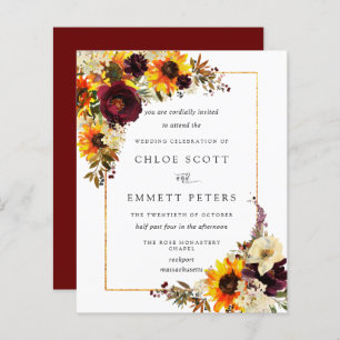 Budget Automne Fleurs Faire-part de mariage de tou