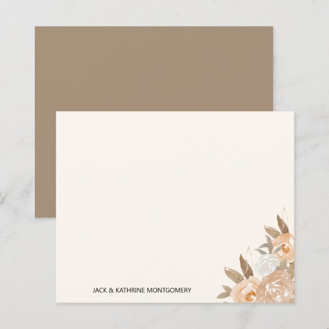 Budget Automne Floral Élégant carte de note person (Devant / Derrière)