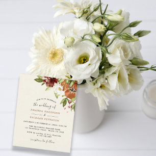 Budget Automne Floral Orange Faire-part de mariage