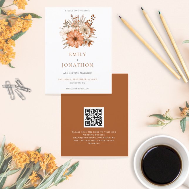 Budget Automne Floral QR Code Mariage Enregistrer  (Créateur téléchargé)