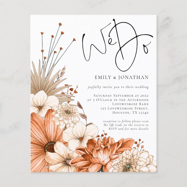 Budget Automne Florals Script Nous faisons Mariage (Devant)
