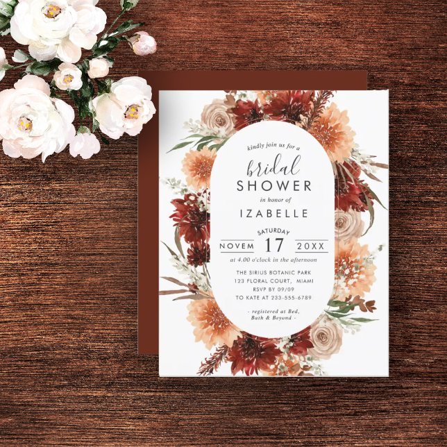 Budget Automne Terracotta Bridal Shower Invitation (Créateur téléchargé)