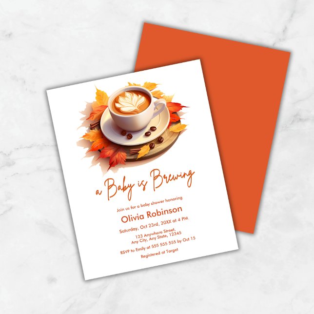 Budget Automne Un bébé brasse Baby shower Invitati (Budget Fall Autumn A Baby is Brewing Coffee Baby Shower Invitation )