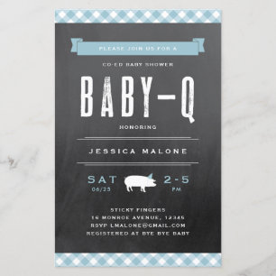 Budget Baby BBQ Blue Co-ed Baby shower Invitation