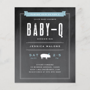 Budget Baby BBQ Blue Co-ed Baby shower Invitation