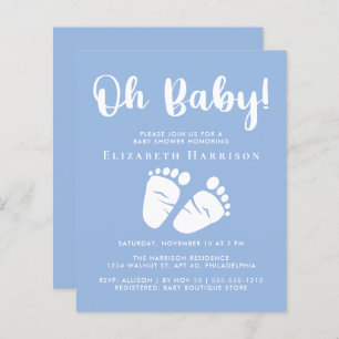 Budget Baby Feet Boy Blue Shower Invitation