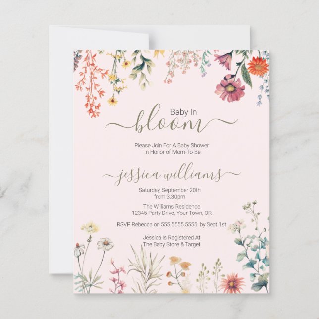 Budget Baby in Bloom Baby shower Fleur sauvage (Devant)