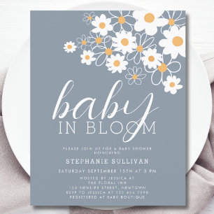 Budget Baby In Bloom Blue Baby shower Invitation