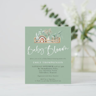 Budget Baby In Bloom Boho Sage Baby shower Invitat