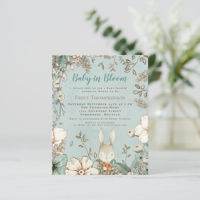 Budget Baby In Bloom Bunny Garçon Invitation Baby  (Debout devant)