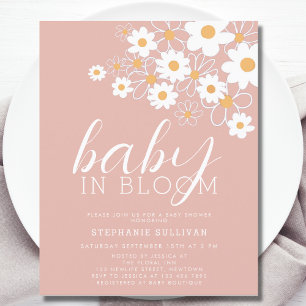 Budget Baby in Bloom Daisy Baby shower rose Invita