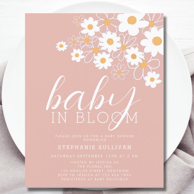 Budget Baby in Bloom Daisy Baby shower rose Invita (Créateur téléchargé)