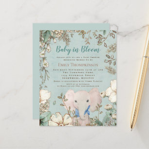 Budget Baby In Bloom Elephant Baby shower Invitati