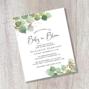 Budget Baby in Bloom Eucalyptus Shower Invitation