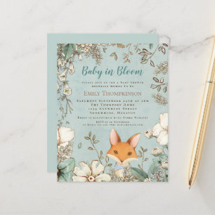 Budget Baby In Bloom Fox Boy Baby shower Invitatio